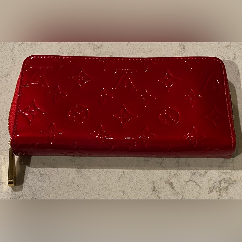 Authentic Louis Vuitton Patent Leather Cherry Red Zippy Zip around Long Wallet